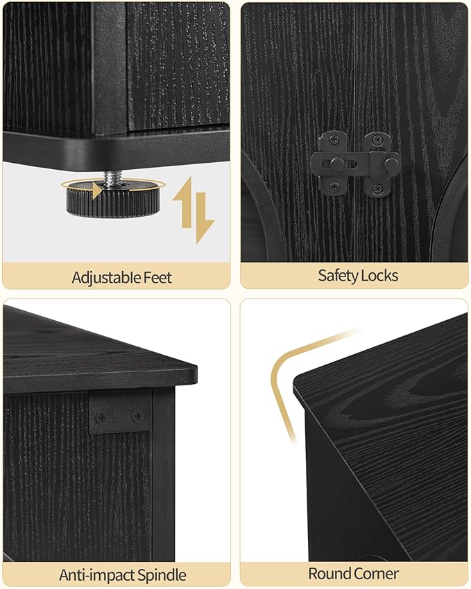 Hzuaneri 71" Dog Crate Furniture for 2 Dogs, Heavy Duty Indoor Dog Kennel TV Stand, XL Wooden Dog Cage with Divider for Medium Large Dogs, End Table Dog Crate with Cushion, Black DFC81904B