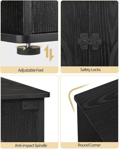 Hzuaneri 71" Dog Crate Furniture for 2 Dogs, Heavy Duty Indoor Dog Kennel TV Stand, XL Wooden Dog Cage with Divider for Medium Large Dogs, End Table Dog Crate with Cushion, Black DFC81904B