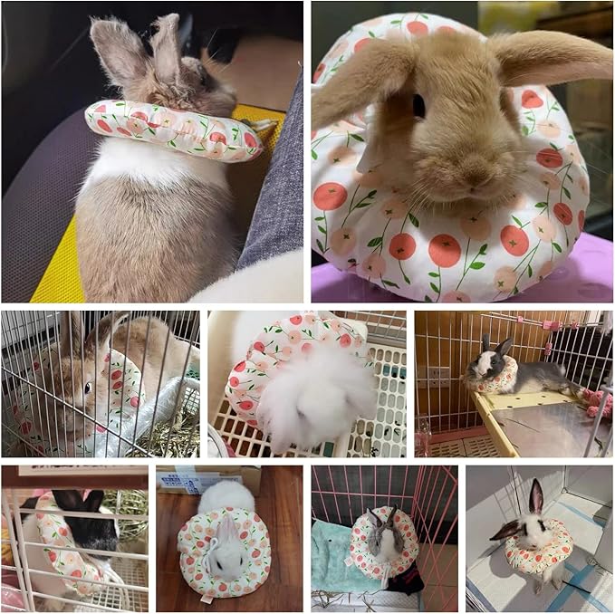 Adjustable Rabbit Protection Cone Collar,Soft Pet Recovery Collar for Rabbits/Chinchilla/Guinea Pigs/Kittens After Surgery Wound Healing,Elizabeth Neck E-Collar for Small Animals (XS, Pink Cherry)