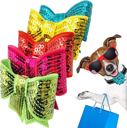 PET SHOW Small Dog Collar Charms Bowties for Cats Rabbits Slide on Puppies Medium Dog Collars Attachment Flower Bows Pet Bowknot Valentines Grooming Costumes Accessories