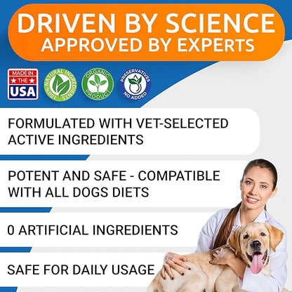 BARK&SPARK Liquid Collagen for Dogs w/Glucosamine (16 OZ) Advanced Mobility Joint Supplement for Dogs - Advanced Formula w/Chondroitin, MSM - Hip & Joint + Skin & Coat Care - Made in USA