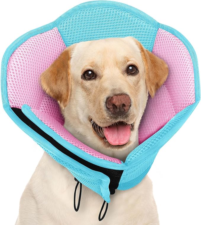 AOFITEE Large Dog Cone - Soft Dog Cone Stop Licking, Adjustable Extra Large Cones Dogs for Wound Healing, Pet Elizabethan Cones Collar After Surgery, XL Fabric Pet E-Collar, BluePink X-Large