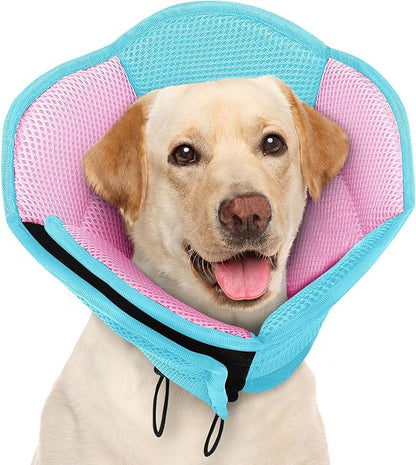 AOFITEE Large Dog Cone - Soft Dog Cone Stop Licking, Adjustable Extra Large Cones Dogs for Wound Healing, Pet Elizabethan Cones Collar After Surgery, XL Fabric Pet E-Collar, BluePink X-Large