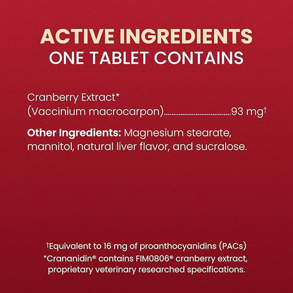 Crananidin Urinary Tract Health Supplement Chewable Tablets for Dogs, (Pack of 2)
