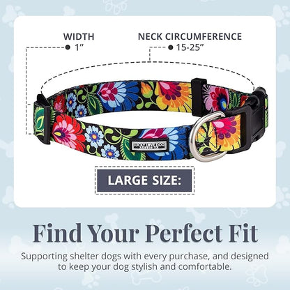 Lucky Love Dog - Adjustable Dog Collar with Easy Click Buckle for Large Ones, Durable, & Comfortable for Male & Female Dogs, Pet Collar for Puppies & Adult Dogs - Blackbird, Large