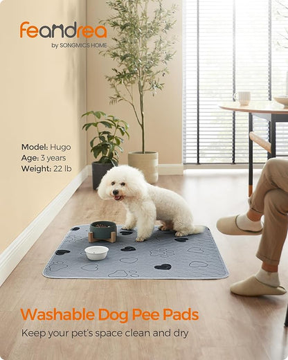 Feandrea Washable Dog Pee Pads, 2 Pack, Reusable Dog Pads, 36 x 34 Inches, M, Waterproof Pet Training Pads, Leakproof, Non-Slip, Super Absorbent, Gray UPTD034G01