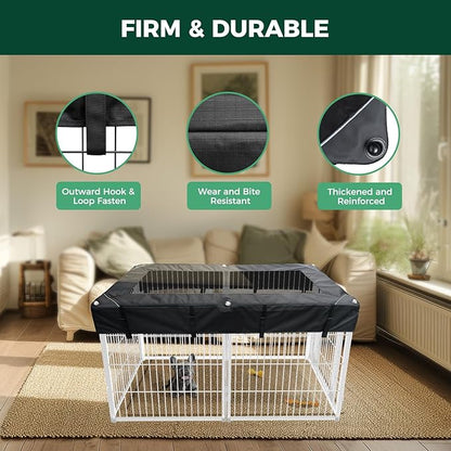 FXW Homeplus Indoor Dog Playpen with Rectangle Mesh Top Cover for Escape Prevention, 32 Inch 6 Panels Heavy Duty Dog Pen for Small and Medium Dogs, White│Patented