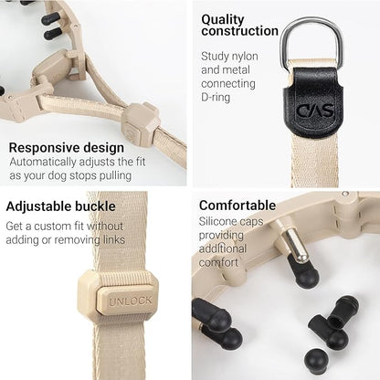 SVD.PET Dog Prong Collar for No-Pull Training, Quick-Release Buckle Adjustable Pinch Collar for Large Dogs (Tan, Large Size)