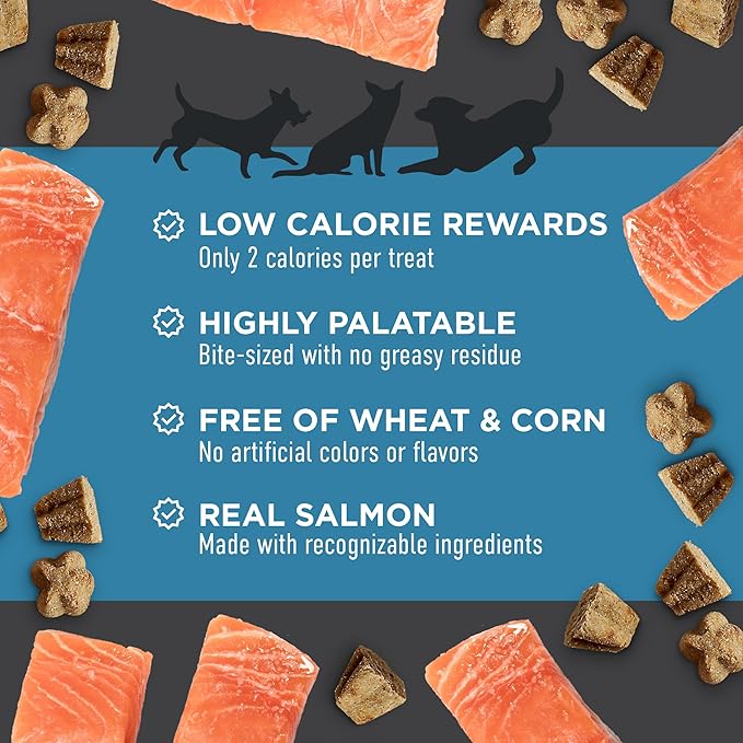 Cloud Star Tricky Trainers Crunchy Dog Training Treats 8 oz. Bag, Salmon Flavor, Low Calorie Behavior Aid with 450 treats