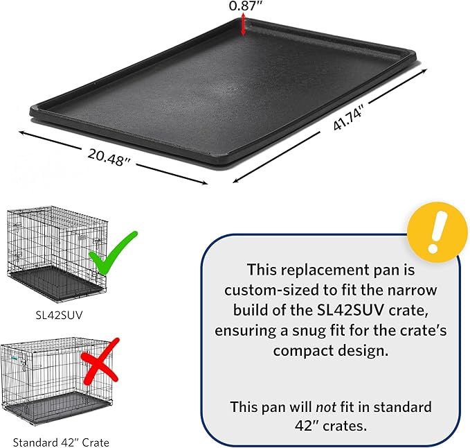 MidWest Homes for Pets Replacement Pan 42 Inch Long Midwest SUV Dog Crate; 41.34L x 20.48W x 1.19H Inches; 24PAN; Black