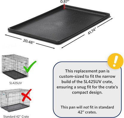 MidWest Homes for Pets Replacement Pan 42 Inch Long Midwest SUV Dog Crate; 41.34L x 20.48W x 1.19H Inches; 24PAN; Black