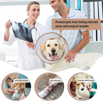 Soft Dog Cone Collar for Large Medium Small Dogs - Adjustable Pet Recovery E-Collar, Tan XLarge Long