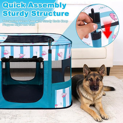 Dog Play Pen Indoors, Pink Crate, Dog Pen,Portable Foldable Playpen Indoor for Small/Medium Dogs, Puppy Cat Pet Playpen, Exercise Kennel Tent Crate