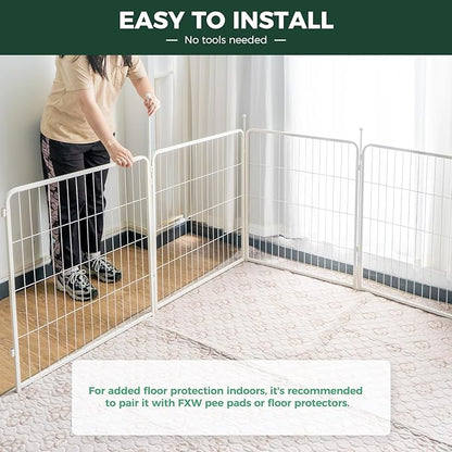 FXW Rollick Unleashed Dog Playpen for Indoor, Yard, RV Camping, 32 inch 16 Panels for Medium and Large Dogs, White│Patented
