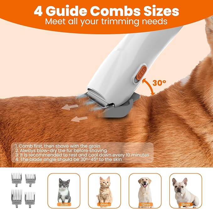 ubrobo Dog Grooming Vacuum, Dog Grooming Kit with Pet Clippers, 12,000Pa Pet Hair Vacuum for Dogs, Low Noise Home Cleaning Tool in 1, PG10