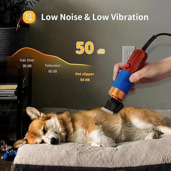CGOLDENWALL Dog Hair Clipper for Grooming 200W Pet Clipper Kit with Spare Blade, Low Noise&Vibration, Animal Grooming Trimmer for Cat Sheep Dog 110-240V