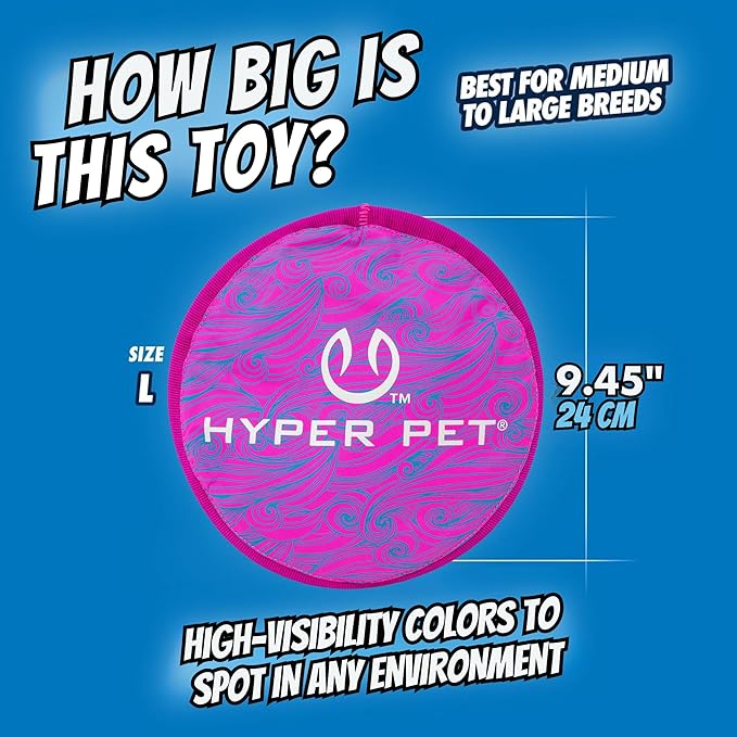 Hyper Pet Flippy Flopper 9" Flying Disc Soft Dog Toy, Floats in Water & Safe on Teeth, Pack of 1, Purple Swirl Design