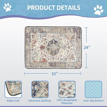 SCLOSE Washable Pee Pad for Dogs, 32" x 24" Reusable Puppy Pads Waterproof Dog Rugs, Super Absorbent, Leakproof, Dog Crate Pad, Playpen Mat, Whelping Pads, Vintage Medallion