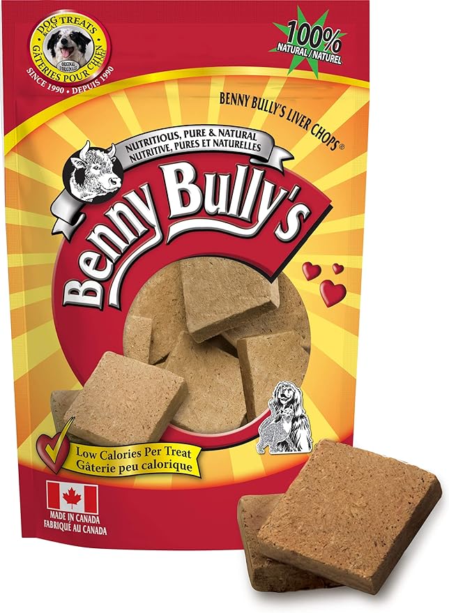 BENNY BULLYS Chops Beef Liver Dog Treats, Freeze-Dried, Low Fat, High Energy & Nutrient Rich Food for Your Furry Friend, All Natural Ingredients, 40g - Entry