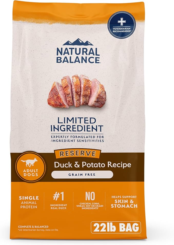 Natural Balance Limited Ingredient Adult Grain-Free Dry Dog Food, Reserve Duck & Potato Recipe, 22 Pound (Pack of 1)