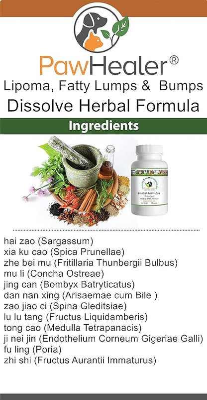 PawHealer® Dissolve Herbal Formula - 100 Grams Powder - Remedy for Fatty Lumps & Bumps in Dogs & Pets …