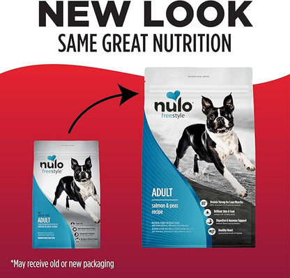 Nulo FreeStyle Adult Dry Dog Food - Salmon & Peas, Premium Grain Free Dog Food with Probiotics for Healthy Gut, Skin and Coat, Natural, High Protein Kibble for Small, Medium and Large Breeds, 26lb Bag