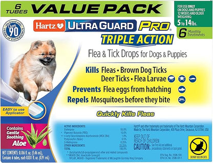 Hartz UltraGuard Pro Flea & Tick Topical Dogs & Puppies Treatment & Prevention, 6 Months, 5-14 lbs