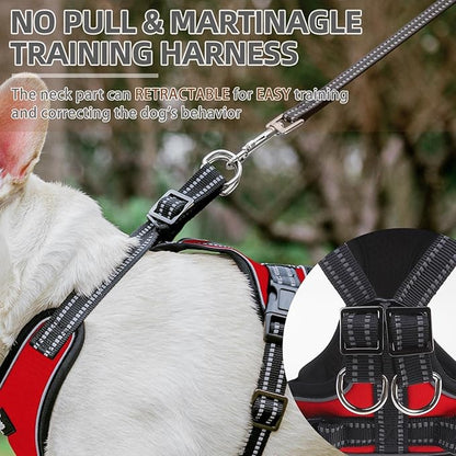 PUPTECK Dog Harness and Leash Set Medium Sized, Adjustable Reflective Escape Proof Puppy Vest, No Pull Walking Harness Easy Control