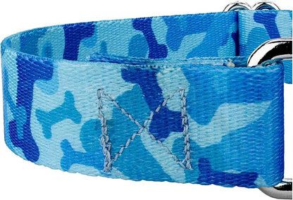Country Brook Petz - Blue Bone Camo Martingale Dog Collar and Leash - Camouflage Collection Featuring Rugged Designs (1 Inch, Medium)