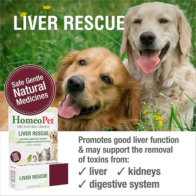 HomeoPet Liver Rescue, Safe and Natural Liver-Support Supplement for Cats, Dogs, and Other Small Animals, 15 Milliliters
