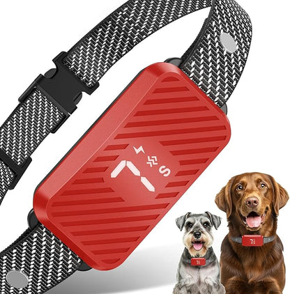 Dog Bark Collar for Large Medium Small Dogs, Effective No-Bark Collar, Smart Barking Collar, Rechargeable Bark Collar with 7 Sensitivity, 3 Modes, Waterproof, Red