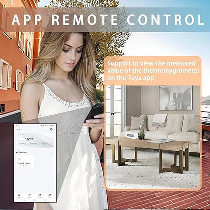 Smart Digital Thermometer Hygrometer, WiFi Indoor Temperature & Humidity Sensor for Home Use, Mini Humidity Monitor with App Remote Monitoring, Data Export, Compatible with Alexa. 4 PCS