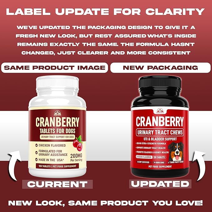 Cranberry Supplement for Dogs UTI Treatment (120 Chews) Dog Urinary Tract Support for Kidney & Bladder Health - Cranberry Relief Supplement for All Ages, Breeds & Sizes - Chicken Flavor - USA Made