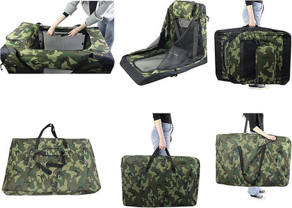 EliteField 3-Door Folding Soft Dog Crate with Carrying Bag and Fleece Bed (2 Year Warranty), Indoor & Outdoor Pet Home (20" L x 14" W x 14" H, Camo)
