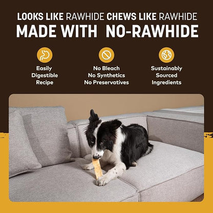 Earth Animal No Hide Strips - Natural Rawhide Free Dog Chew Strips, Peanut Butter - 16 Count