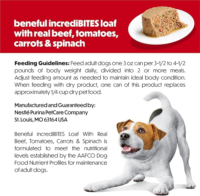 Purina Beneful Small Breed Wet Dog Food, Incredibites Loaf With Real Beef Recipe - (Pack of 12) 3 oz. Cans