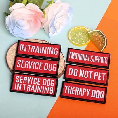 Pistha 12 Pieces Removable Service Dog Vest Patches Do Not Pet in Training Emotional Support Dog Vest Patches(3.6 x 1.6Inch)