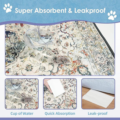 SCLOSE Washable Pee Pads for Dogs Large 2 Pack, 48" x 48" Reusable Puppy Pads Waterproof Dog Rugs, Super Absorbent, Leakproof, Dog Crate Pad, Playpen Mat, Whelping Pads, Vintage Medallion