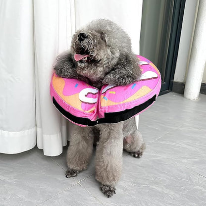 Inflatable Dog Cone, Soft Adjustable Blow up Donut Collar for After Surgery - Suitable for Small, Medium, Large Dogs and Cats