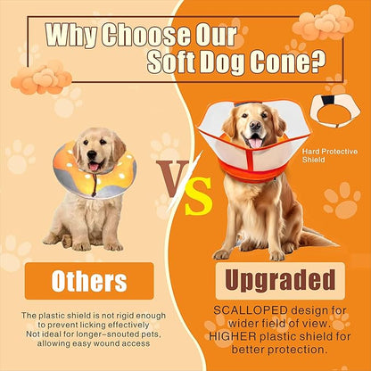 Inflatable Dog Cone with Transparent Shield, Protective Dog Donut Collar After Surgery Soft Donut Cone for Dogs, Orange, XL