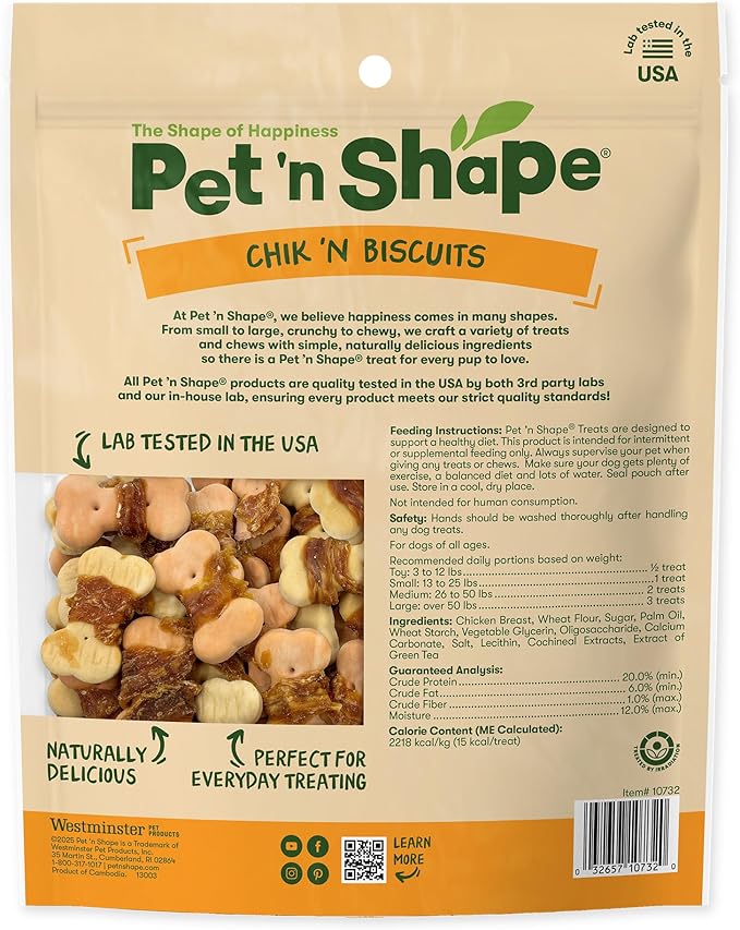 Pet 'n Shape Chik 'n Wrapped Biscuits – Natural Chicken Wrapped Dog Treats - 35 Ounce