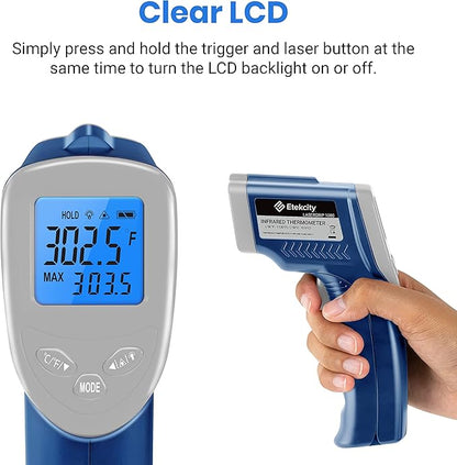 Etekcity Infrared Thermometer Laser Temperature Gun 1080, -58°F~ 1130°F for Meat Food Candy Pizza Oven, Heat Gun for Cooking, Kitchen, Fridge, Reptile, BBQ, HAVC, Adjustable Emissivity & Max Measure