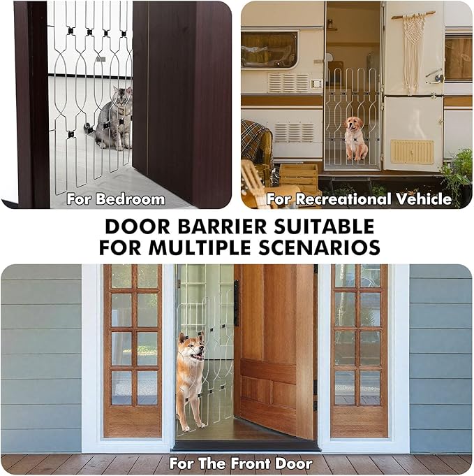 Snagle Paw Metal Retractable Door Barrier,24.4" Wide 35" Tall Safety Dog Gate for Front Door,Easy Install Retractable Pet Gate for Recreational Vehicle,Doorways