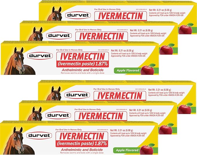 Ivermectin Paste Dewormer - 6.08g dose @ 1.87%-Apple Flavored, 6 Count