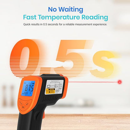 Etekcity Infrared Thermometer Laser Temperature Gun 774, Meat Food Candy Oven Thermometer for Griddle Accessories, Heat Gun for Cooking Refrigerator Tools, Adjustable Emissivity & Max Measure, Orange
