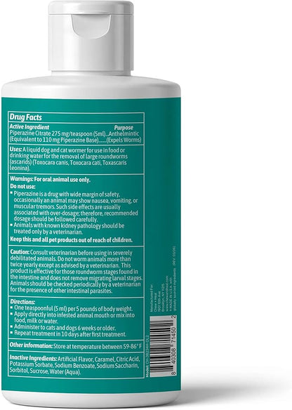 Dog and Cat Wormer Liquid - 4 oz Stop the Worms for Small Dogs, Puppies and Kittens