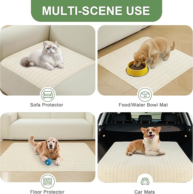 Washable Pee Pads for Dogs, Reusable Puppy Pads Dog Pads, Non-Slip Dog Pee Pads, Leakproof Pet Pee Pads Wee Wee Pads for Dogs. (Cream White, 40"x60"(Pack of 1))