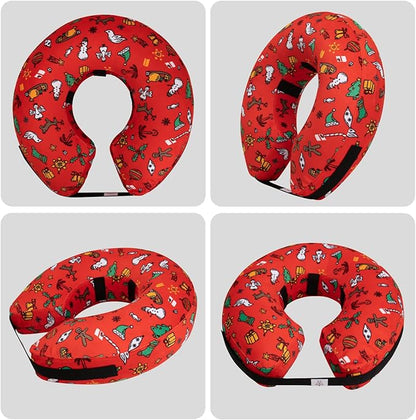 CuteBone Inflatable Soft Dog Cone with Removable Fleece Covers for Small/Medium/Large Dogs and Cats After Surgery GWB07S