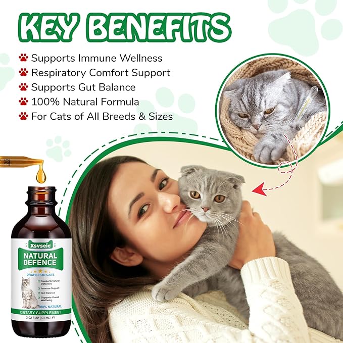 Antibiotics for Cats, Cat Antibiotics for Infections, Supports Immune & Cats Allergy Itch Relief, Health Supplies cat UTI Cat Multivitamin, 60ML
