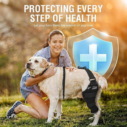 Dog Leg Brace for Back Leg – Comfortable Adjustable Knee Brace for ACL Injury and Luxating Patella, Includes Removable Hot/Cold Compress Gel Packs for Joint Recovery, Left Leg, Size L